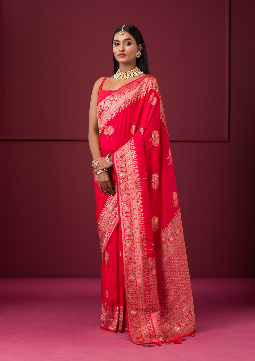 Red Zariwork Soft Silk Saree