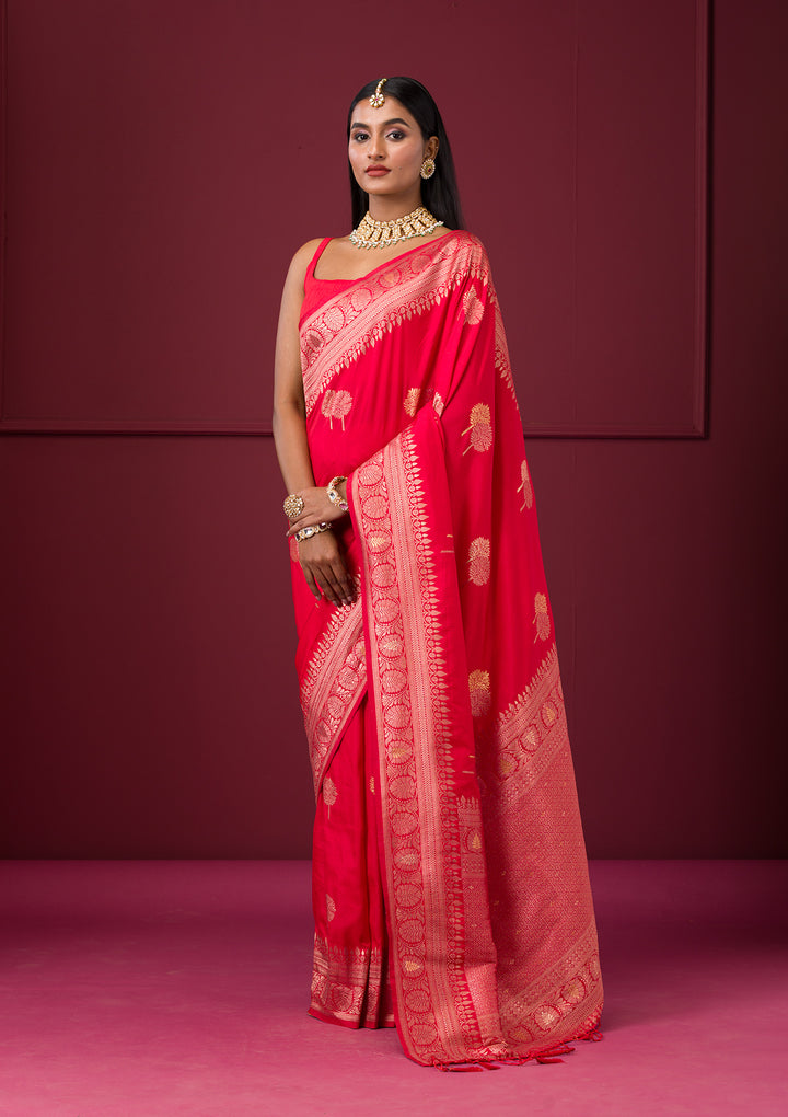 Red Zariwork Soft Silk Saree