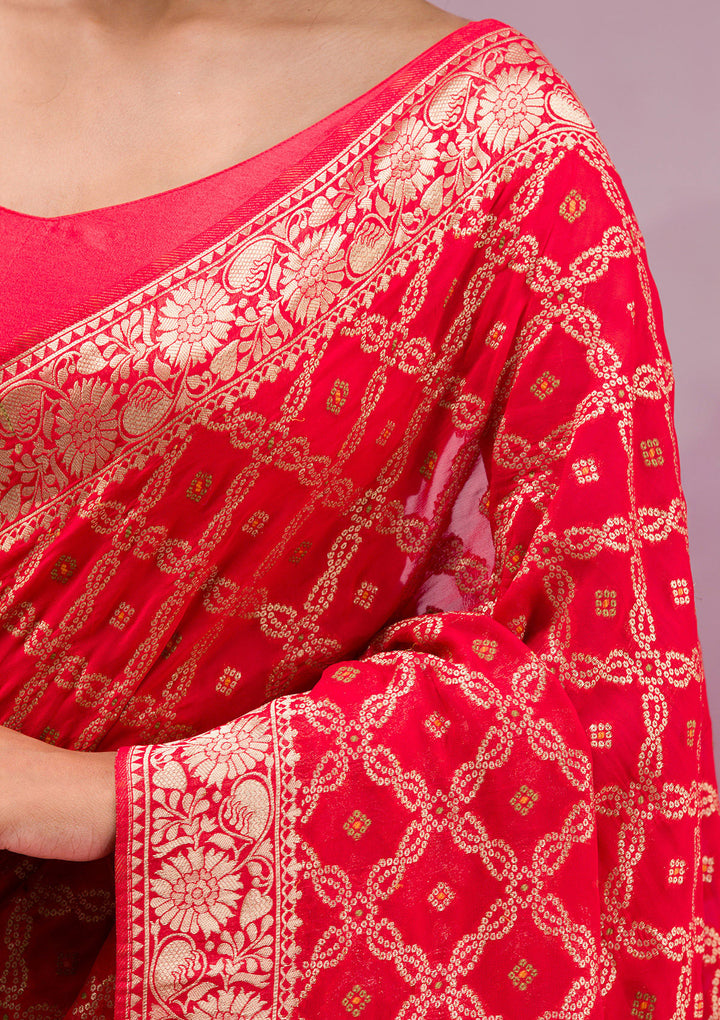 Red Zariwork Soft Silk Saree