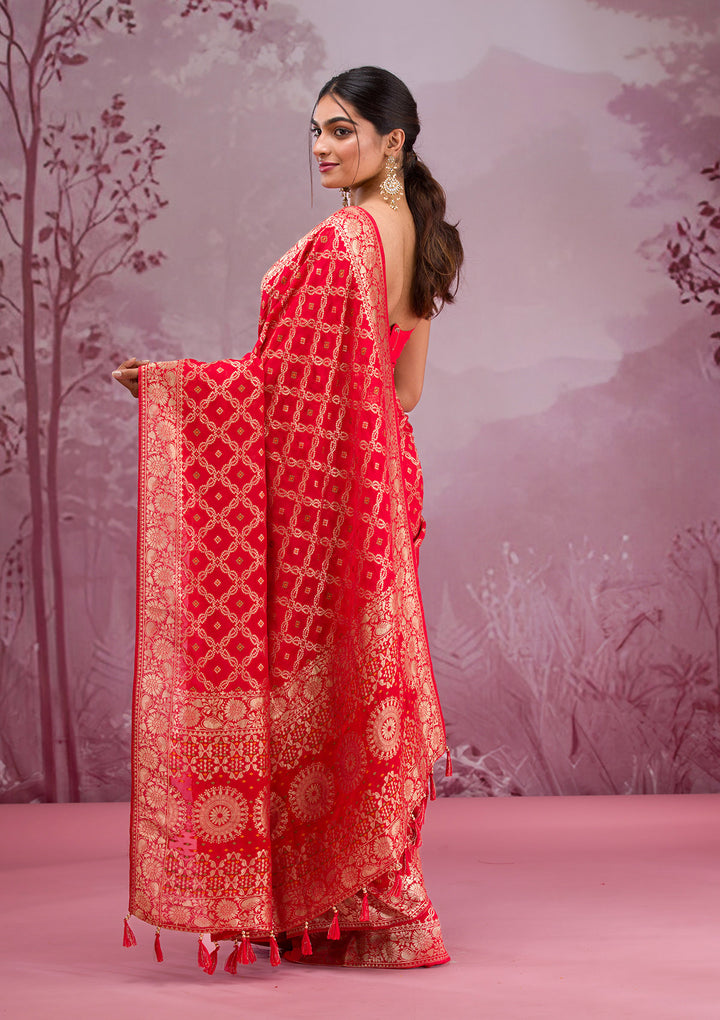 Red Zariwork Soft Silk Saree