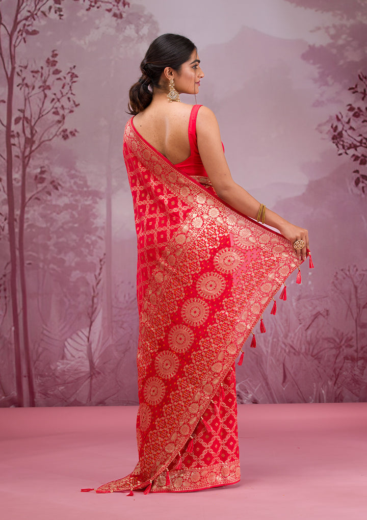 Red Zariwork Soft Silk Saree