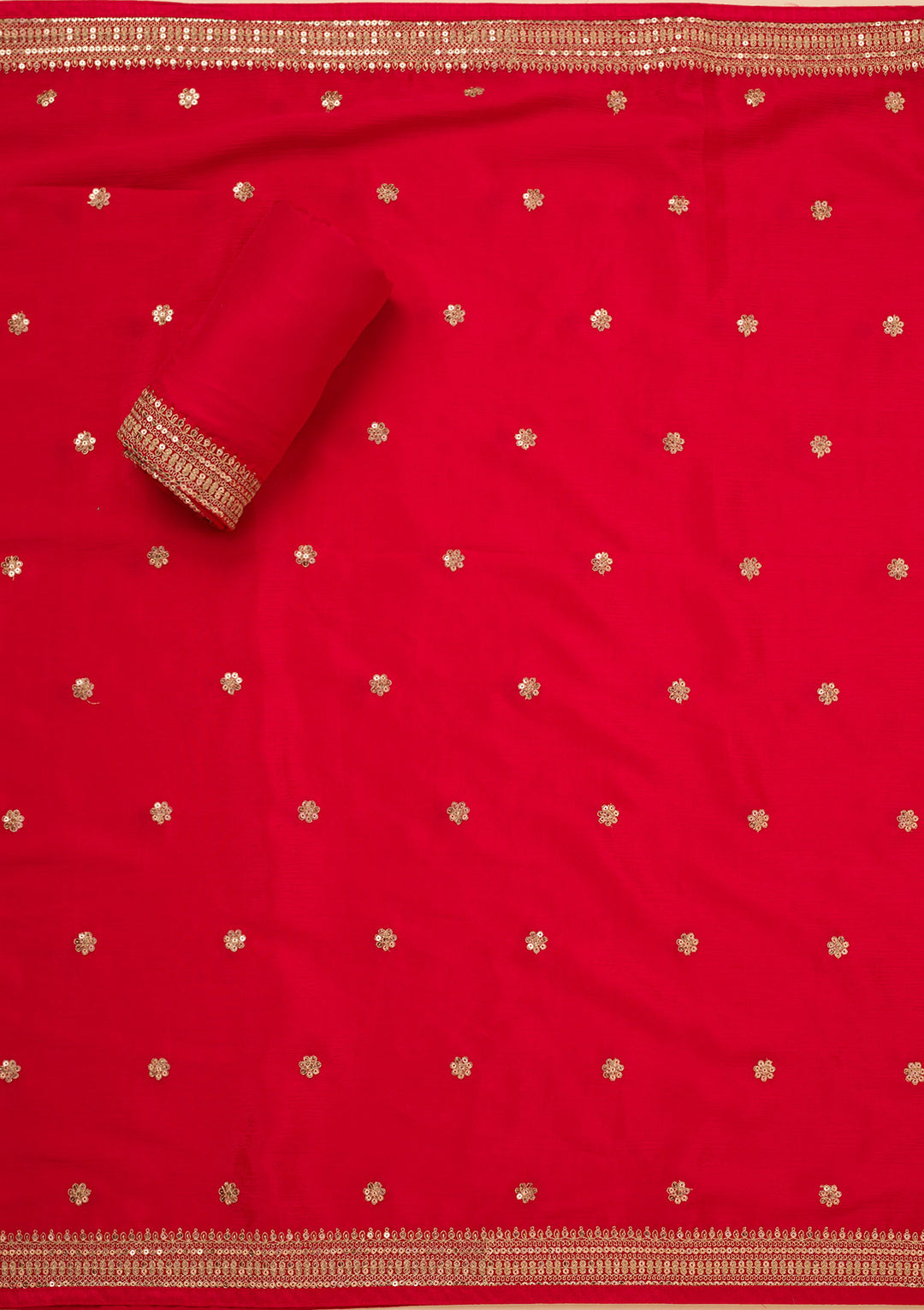 Red Zariwork Tissue Unstitched Salwar Suit