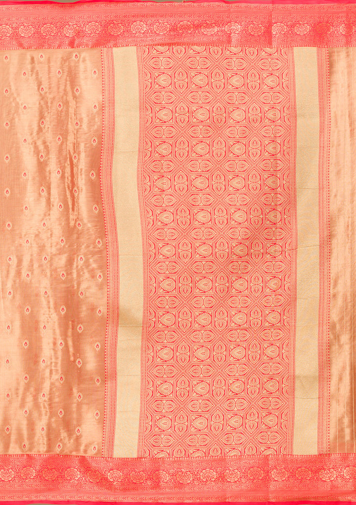 Red Zariwork Tissue Saree-Koskii