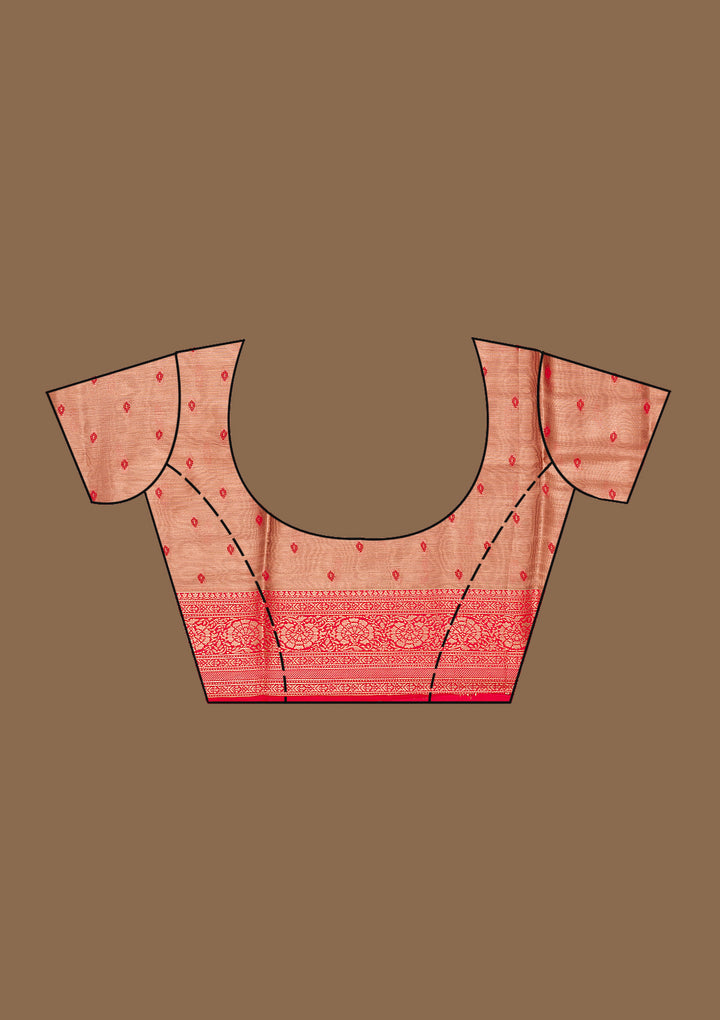 Red Zariwork Tissue Saree-Koskii