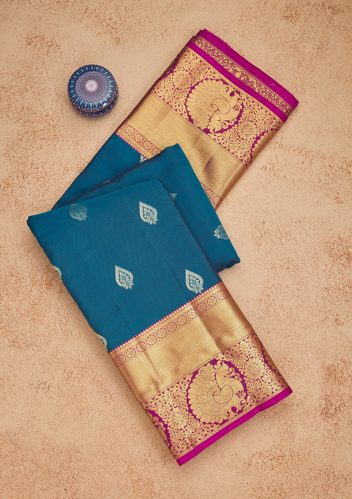 Royal Blue Zariwork Pure Silk Saree