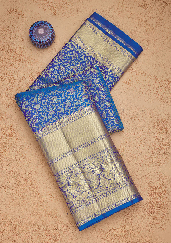 Royal Blue Zariwork Pure Silk Saree