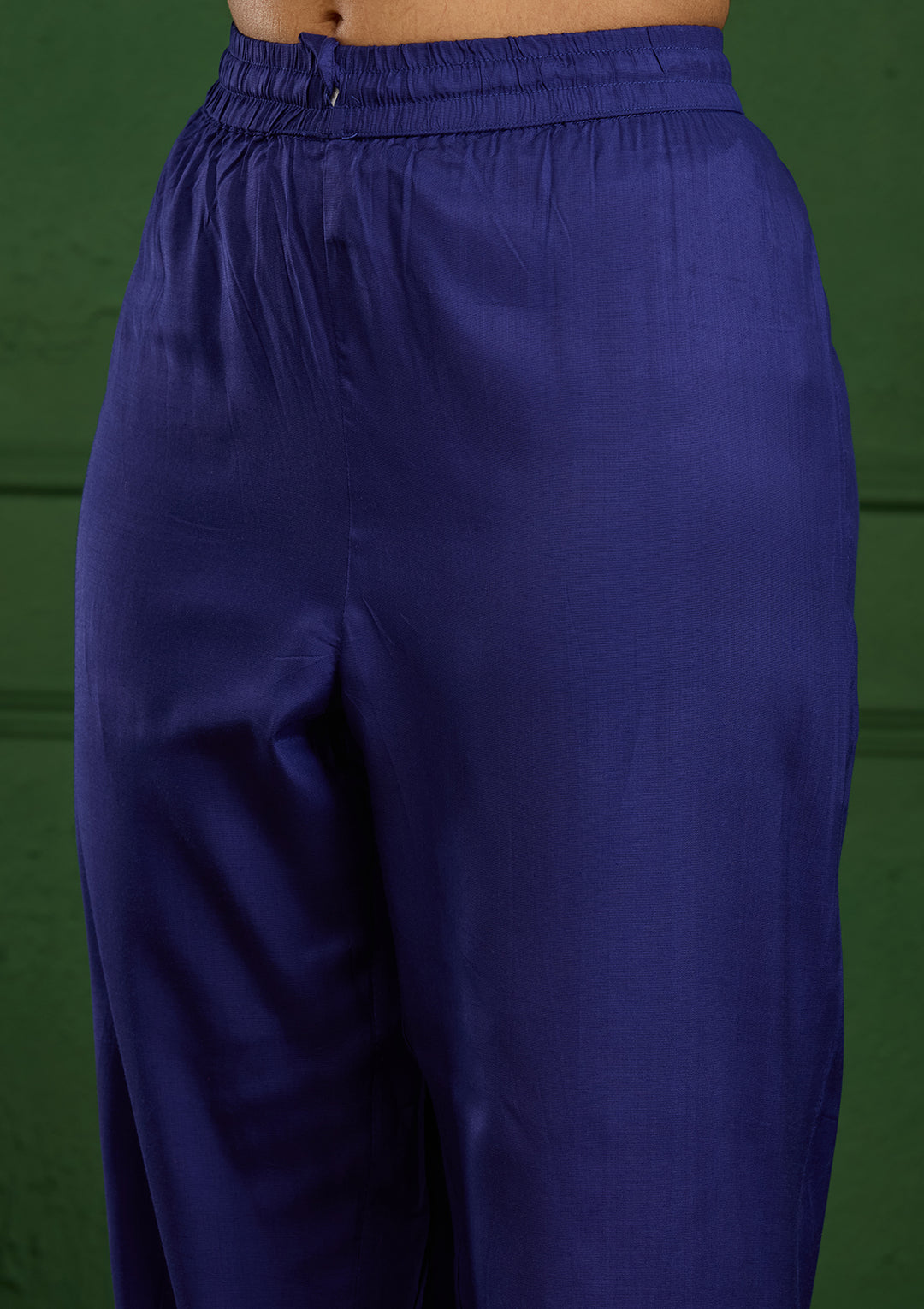 Royal Blue Zariwork Semi Crepe Readymade Salwar Suit