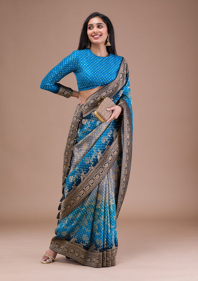 Royal Blue Zariwork Art Silk Saree