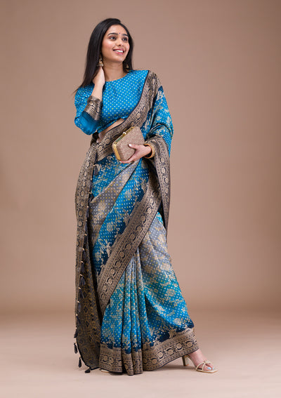 Royal Blue Zariwork Art Silk Saree
