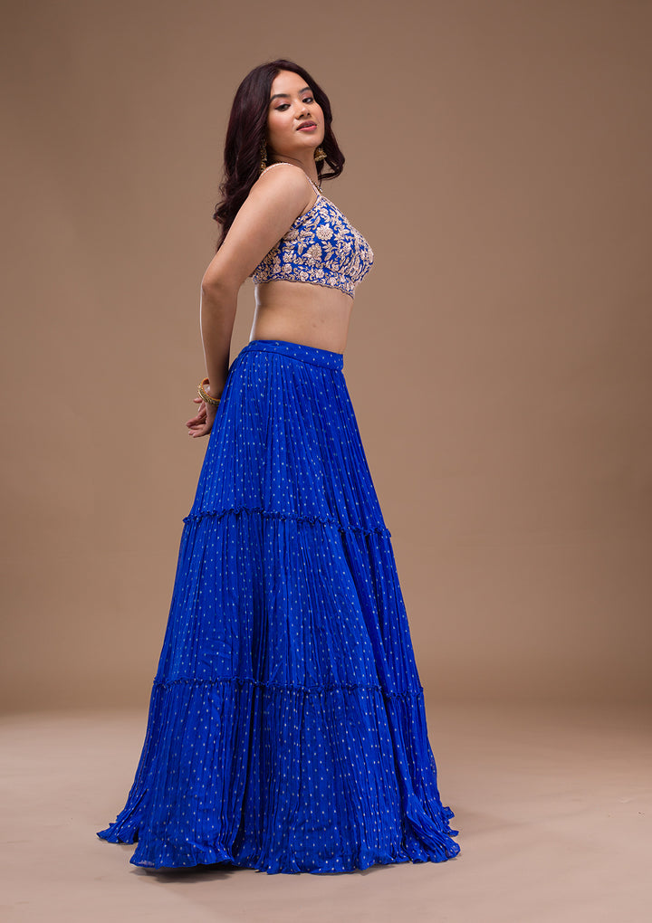 Royal Blue Zariwork Georgette Readymade Lehenga