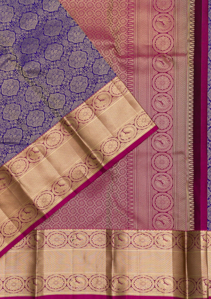 Royal Blue Zariwork Pure Silk Saree