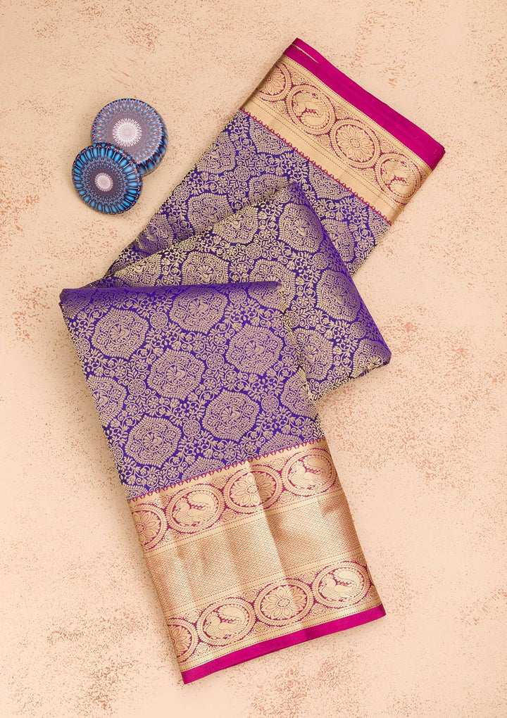 Royal Blue Zariwork Pure Silk Saree
