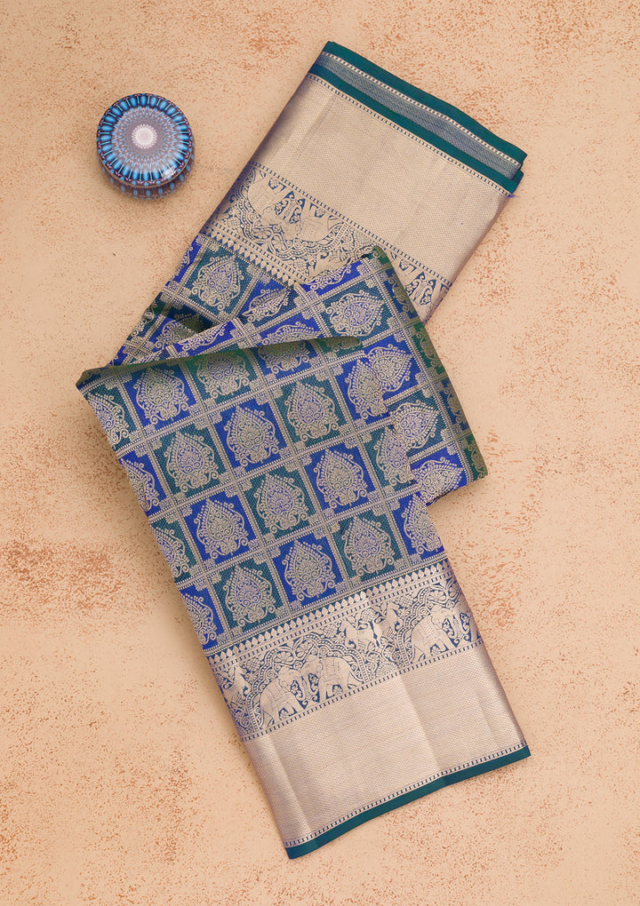 Royal Blue Zariwork Pure Silk Saree