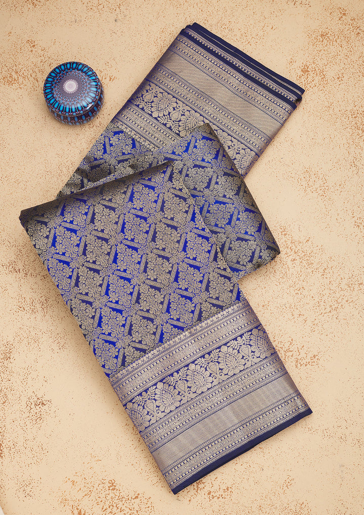 Royal Blue Zariwork Pure Silk Saree