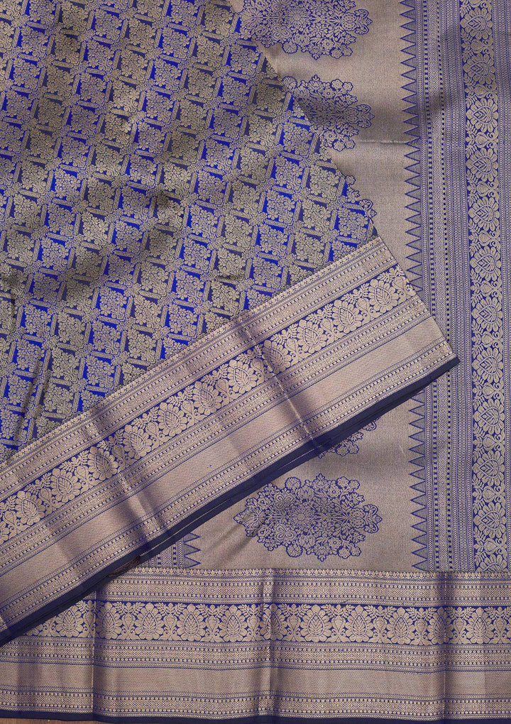 Royal Blue Zariwork Pure Silk Saree