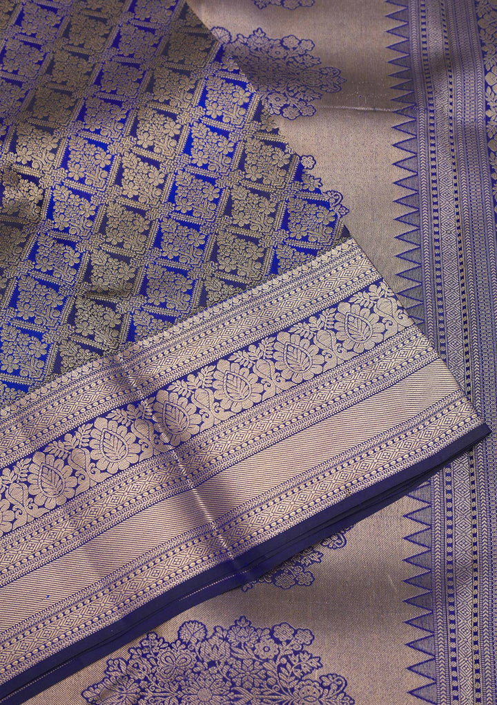 Royal Blue Zariwork Pure Silk Saree