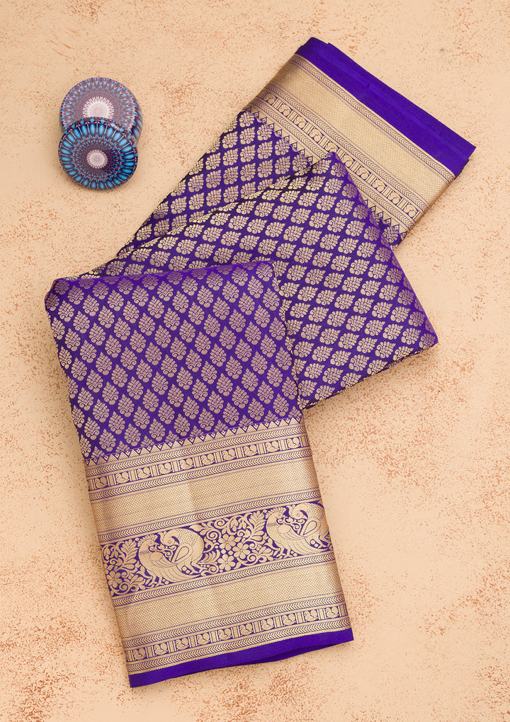 Royal Blue Zariwork Pure Silk Saree