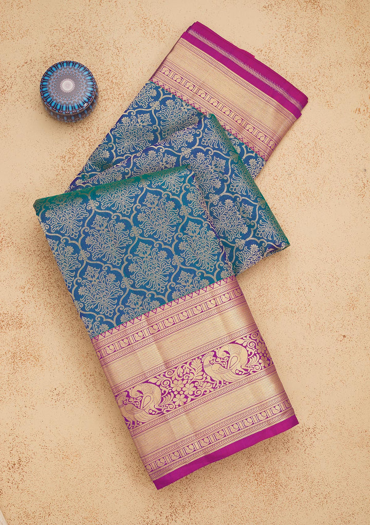 Royal Blue Zariwork Pure Silk Saree