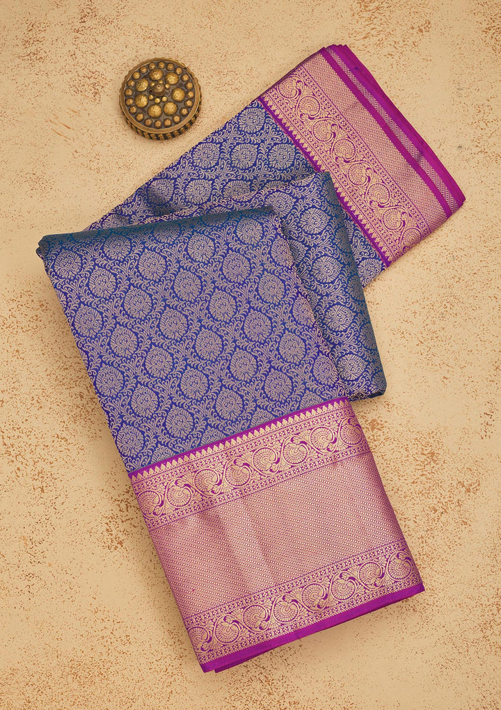 Royal Blue Zariwork Pure Silk Saree