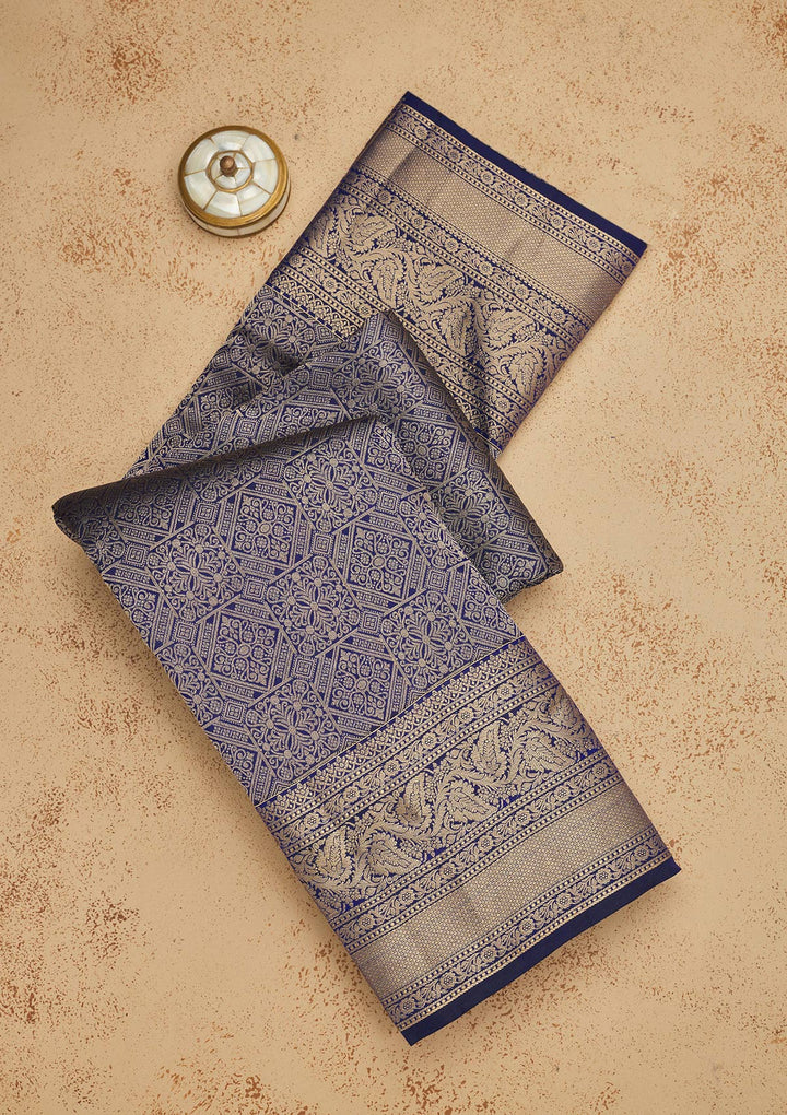 Royal Blue Zariwork Pure Silk Saree