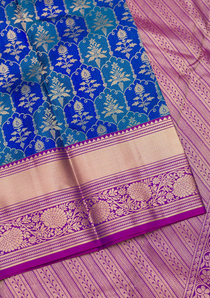 Royal Blue Zariwork Pure Silk Saree