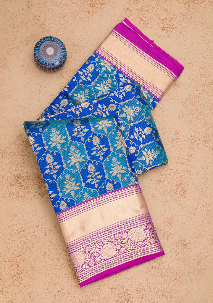 Royal Blue Zariwork Pure Silk Saree