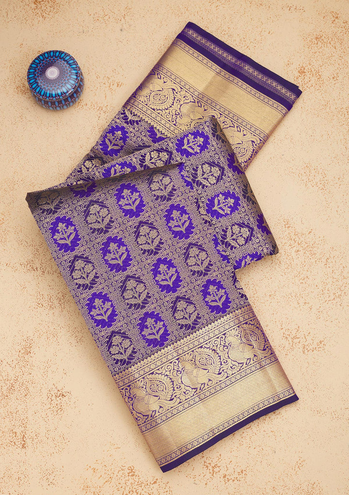 Royal Blue Zariwork Pure Silk Saree