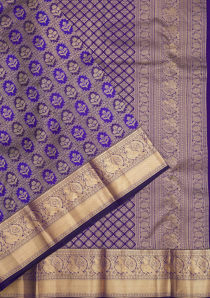 Royal Blue Zariwork Pure Silk Saree