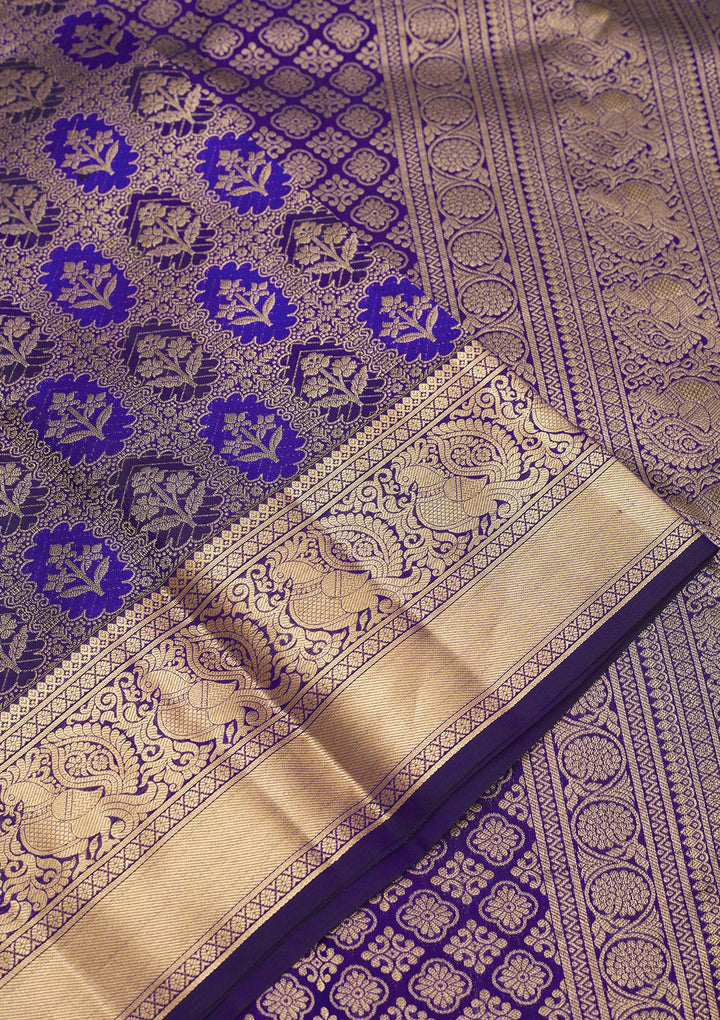 Royal Blue Zariwork Pure Silk Saree