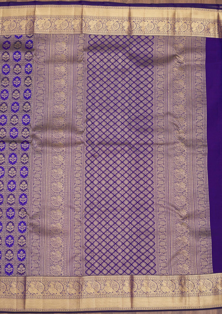 Royal Blue Zariwork Pure Silk Saree
