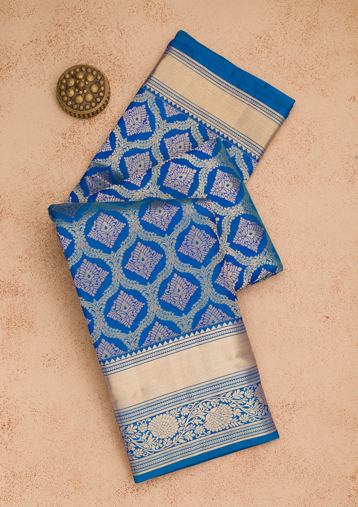 Royal Blue Zariwork Pure Silk Saree