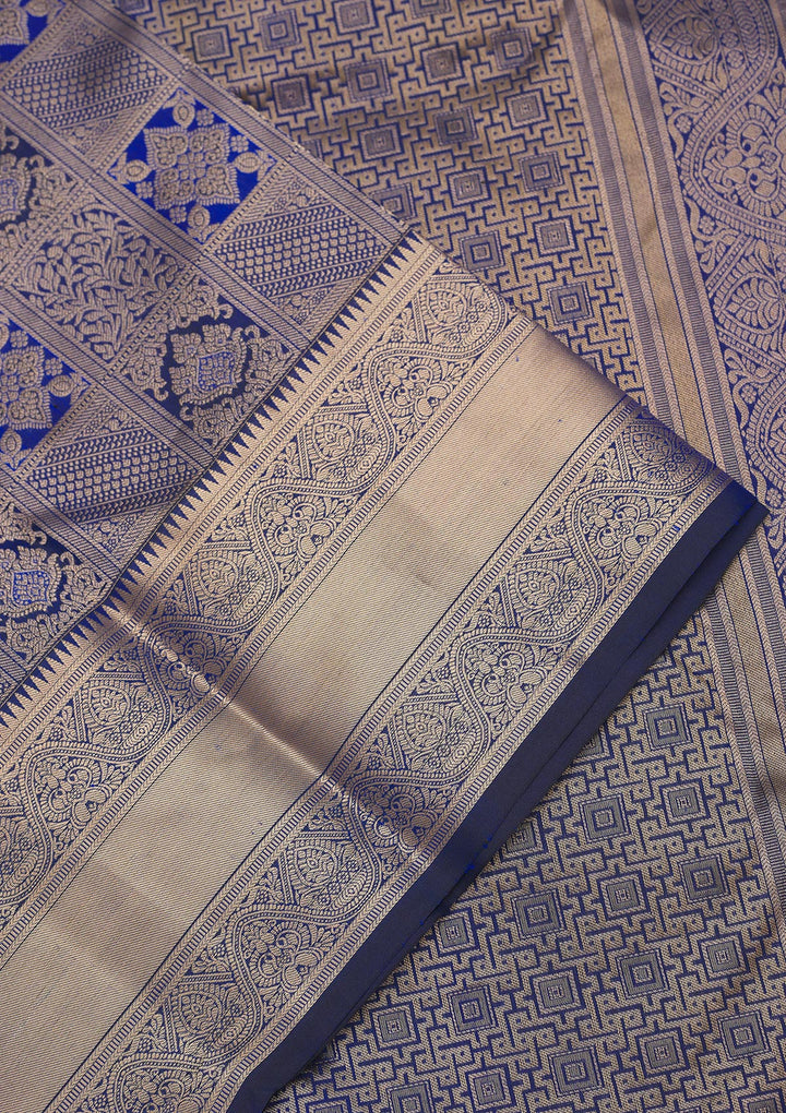 Royal Blue Zariwork Pure Silk Saree
