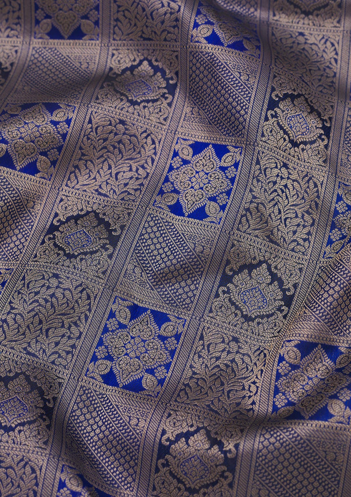 Royal Blue Zariwork Pure Silk Saree