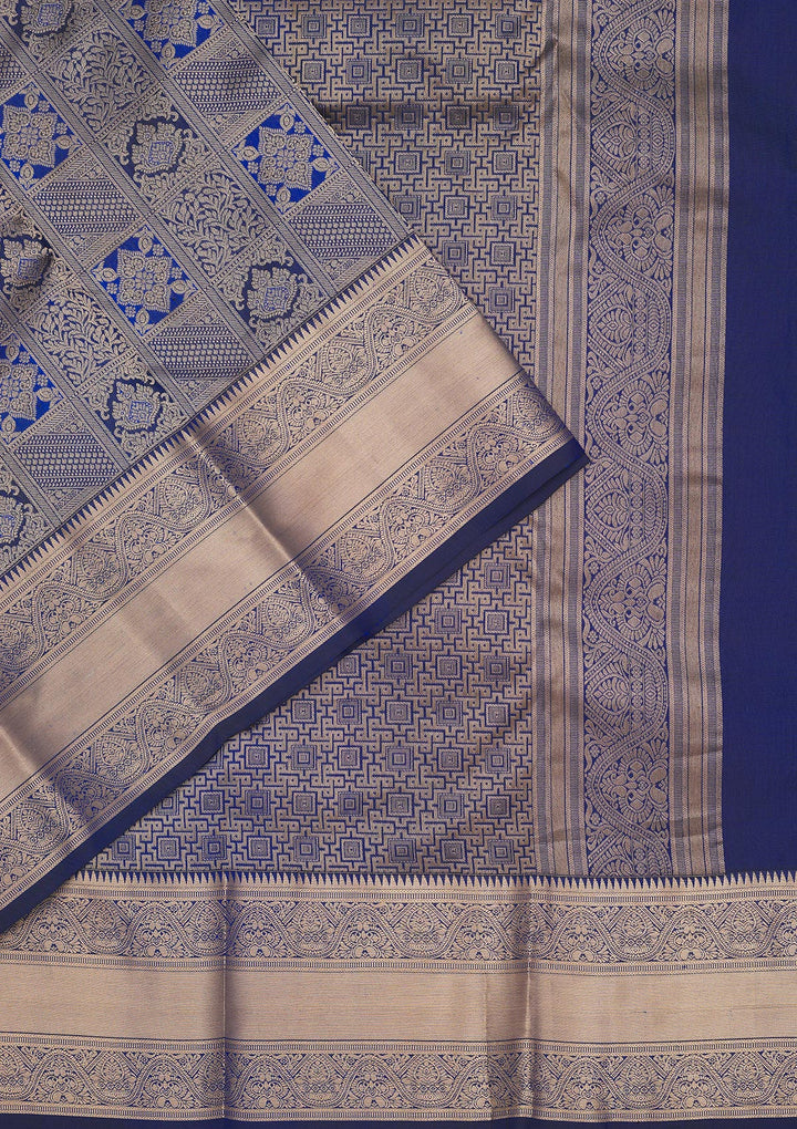 Royal Blue Zariwork Pure Silk Saree