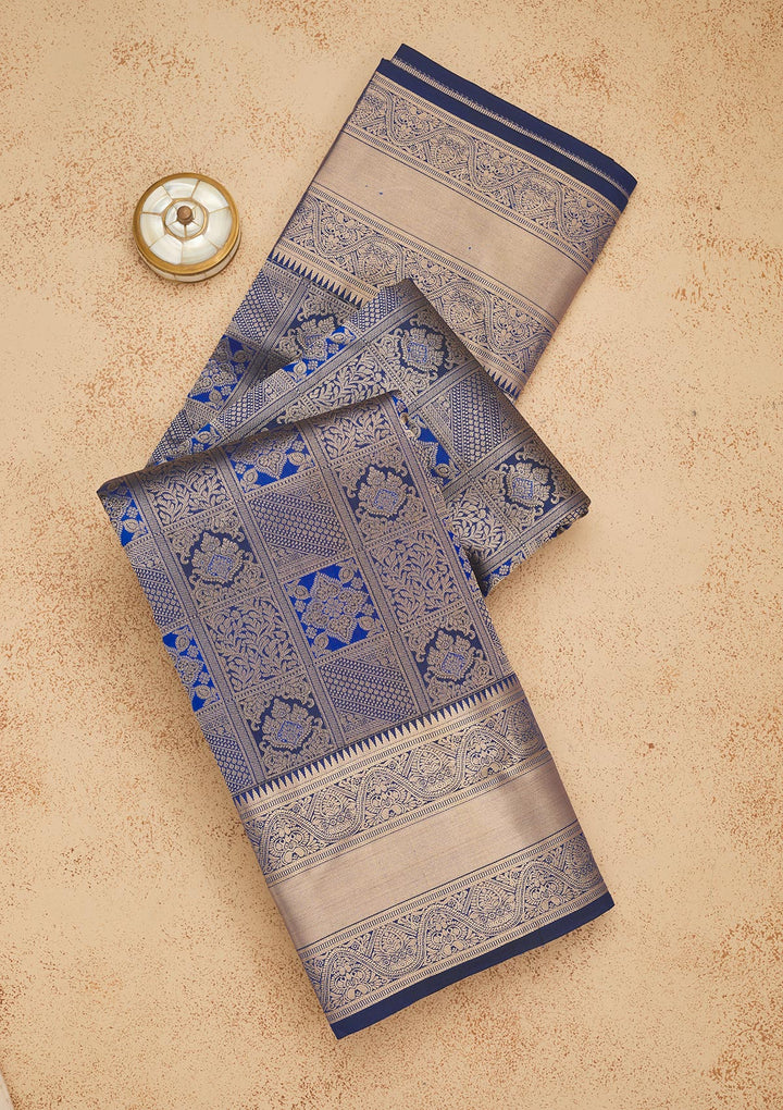 Royal Blue Zariwork Pure Silk Saree