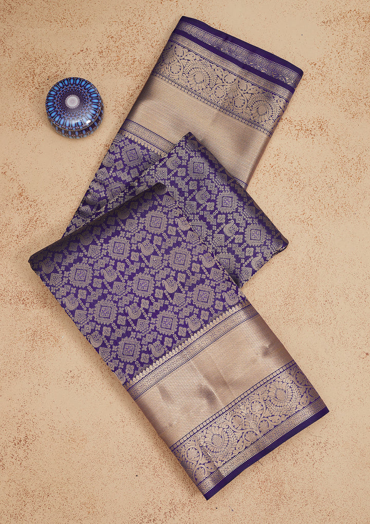 Royal Blue Zariwork Pure Silk Saree