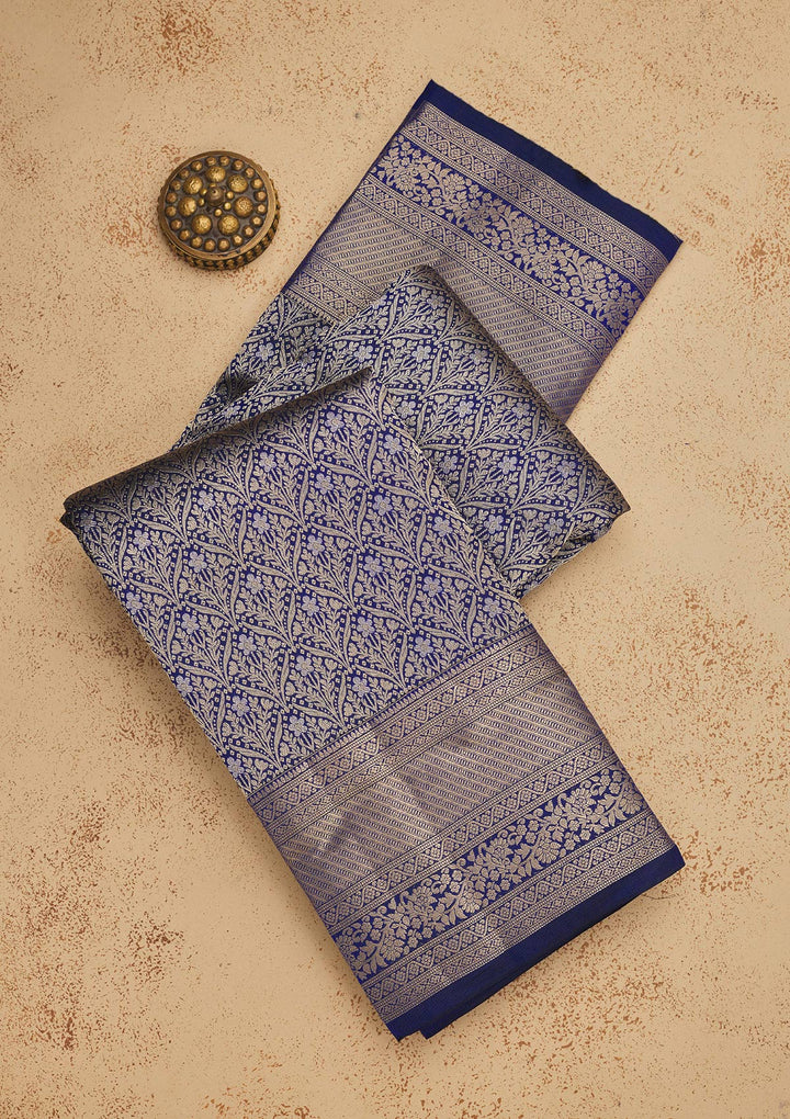 Royal Blue Zariwork Pure Silk Saree