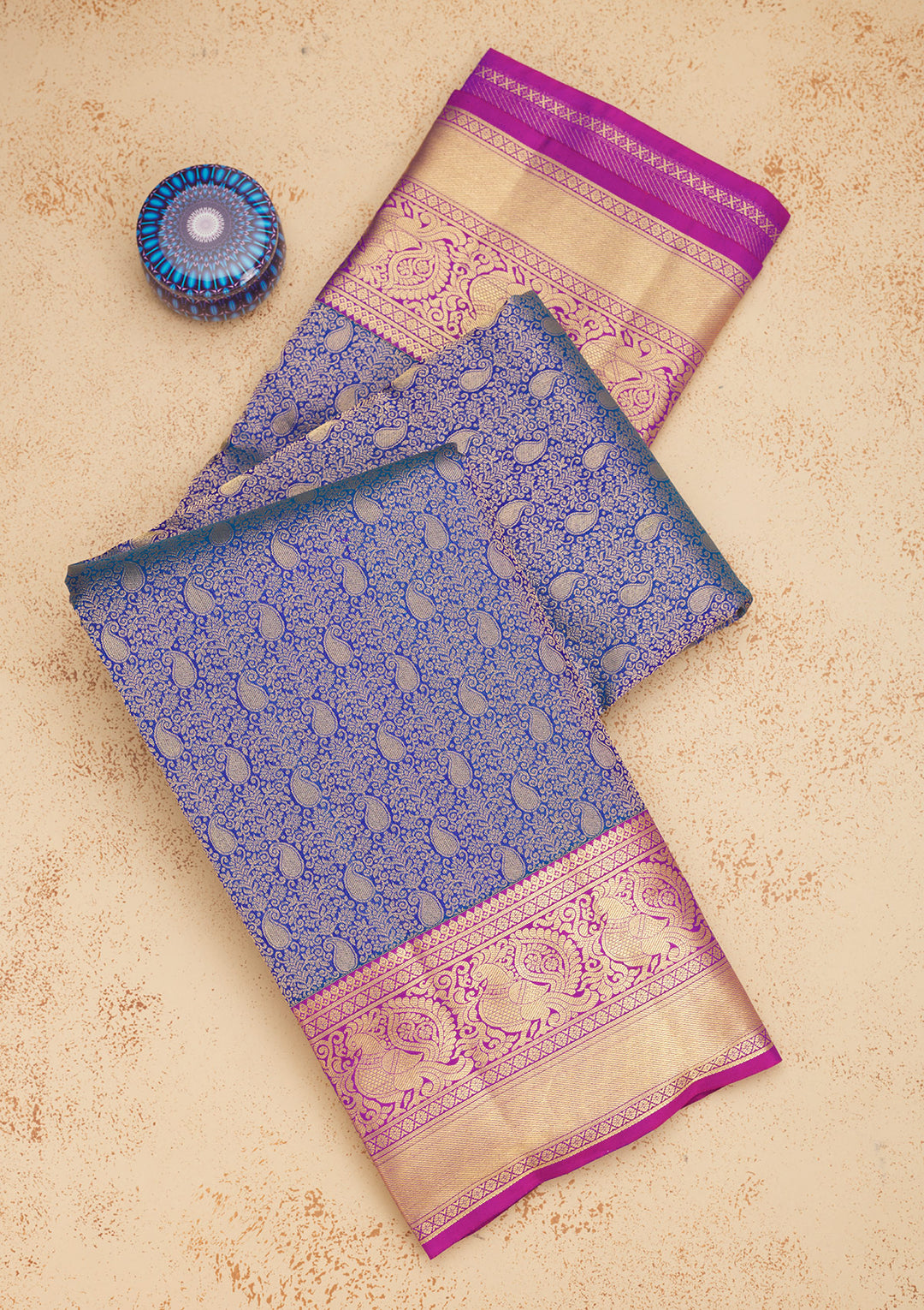 Royal Blue Zariwork Pure Silk Saree
