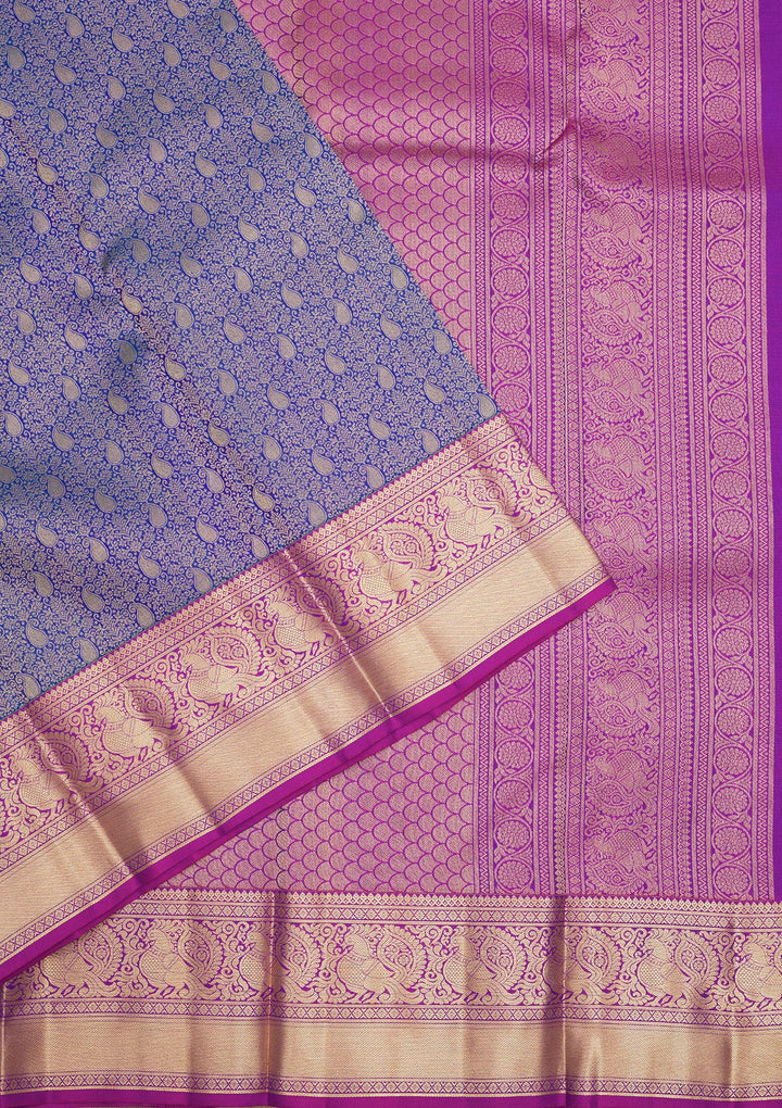 Royal Blue Zariwork Pure Silk Saree