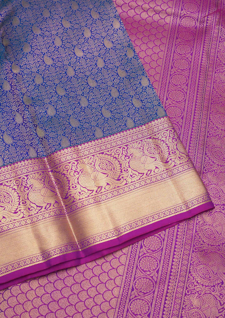 Royal Blue Zariwork Pure Silk Saree
