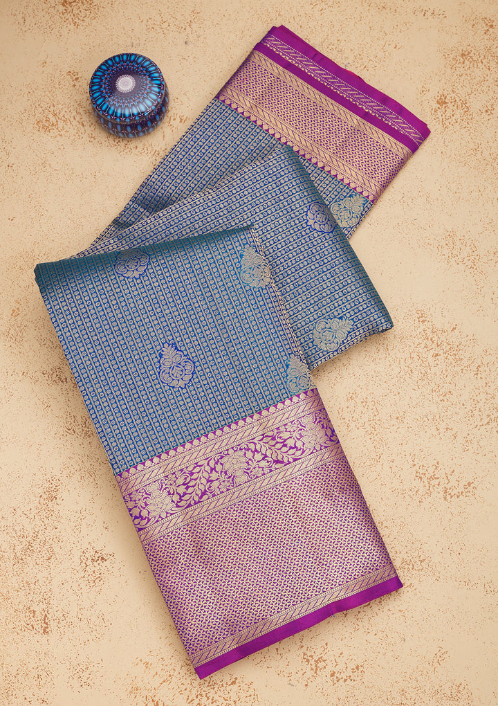 Royal Blue Zariwork Pure Silk Saree