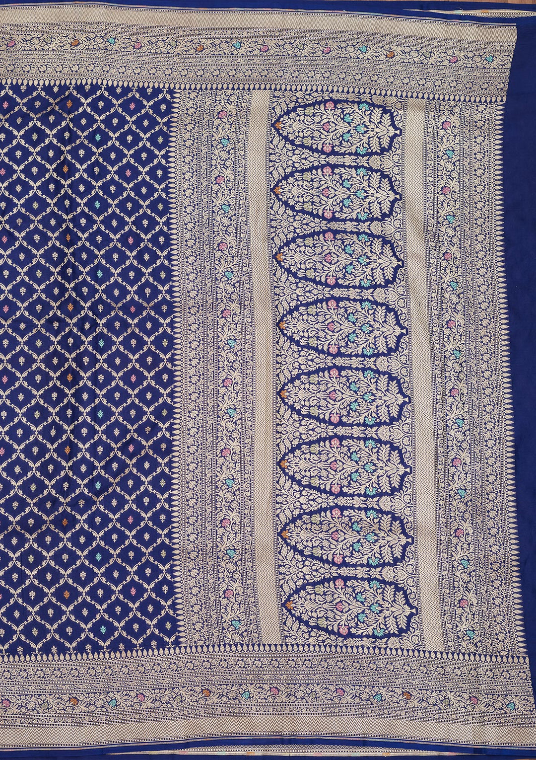 Royal Blue Zariwork Pure Silk Saree