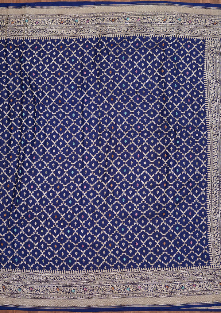 Royal Blue Zariwork Pure Silk Saree