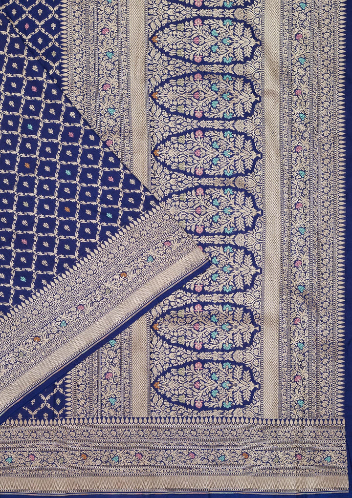 Royal Blue Zariwork Pure Silk Saree