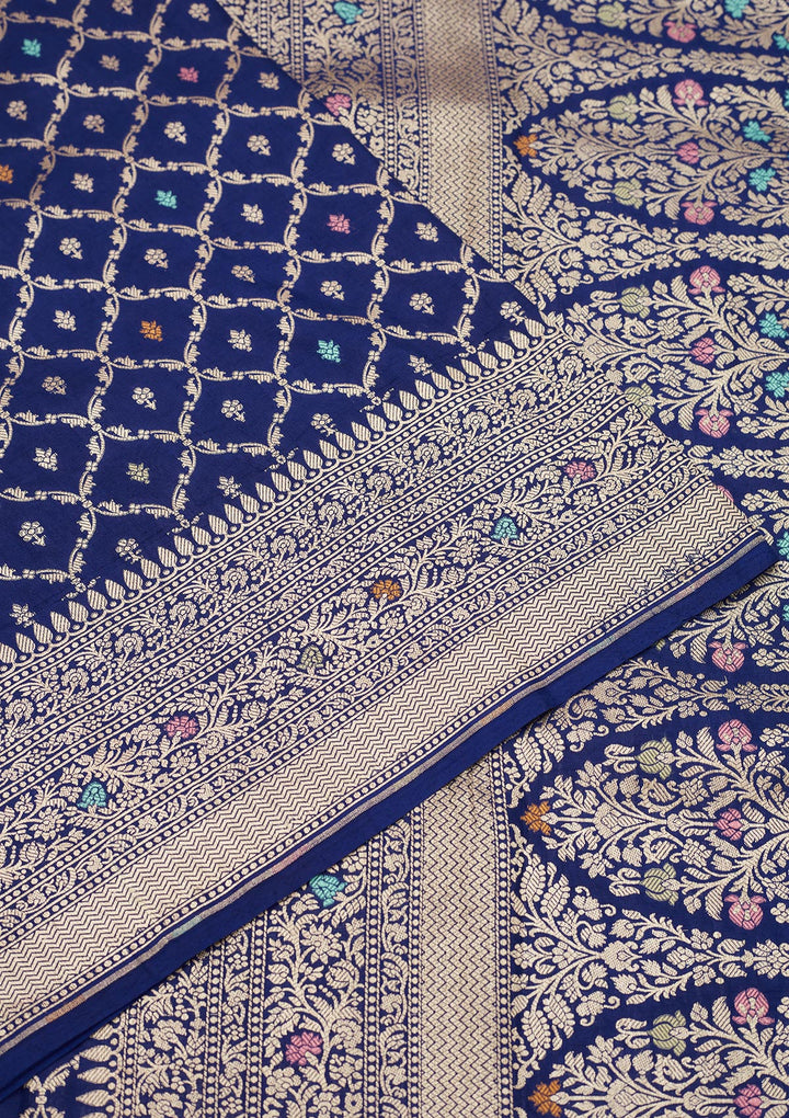 Royal Blue Zariwork Pure Silk Saree
