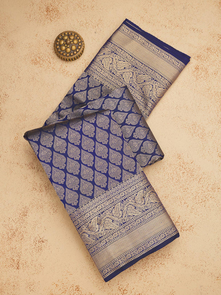 Royal Blue Zariwork Pure Silk Saree