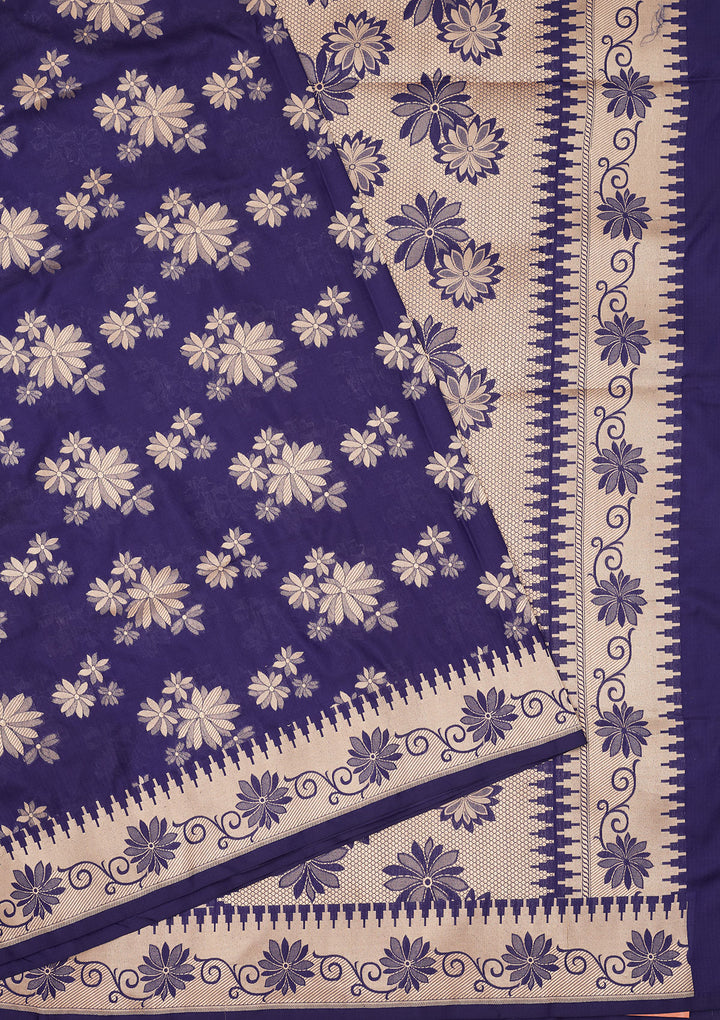 Royal Blue Zariwork Pure Silk Saree