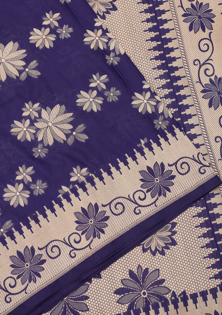 Royal Blue Zariwork Pure Silk Saree
