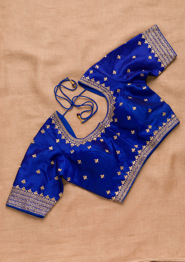 Royal Blue Zariwork Raw Silk Blouse