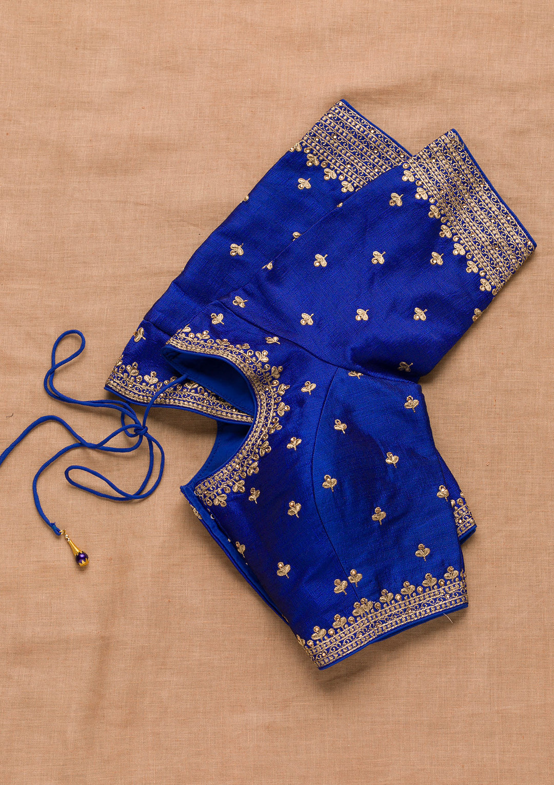 Royal Blue Zariwork Raw Silk Blouse